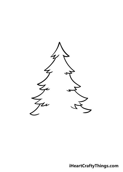 Christmas Tree Reference Drawing, Christmas Tree How To Draw, How To Draw Christmas Tree Step By Step, Easy To Draw Christmas Tree, Tree Christmas Drawing, Drawings Of Christmas Trees, Christmas Tree Sketch Simple, Christmas Tree Drawing Simple, Christmas Tree Line Art