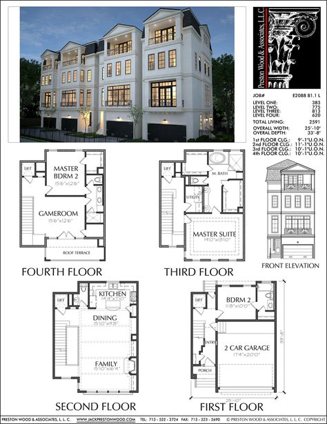 Multi Floor House Plans, Town Homes Floor Plans, Modern Townhome Floor Plans, New York House Floor Plans, Townhome Plans Layout, Brownstone Homes Floor Plans, Multi Story House Plans, Luxury Home Floor Plans 2 Story, Modern Luxury Townhouse