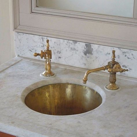 InsideFez - Etsy Canada Unlacquered Brass Kitchen Faucet, Unlacquered Brass Faucet, Marble Bathroom Designs, Gold Bathroom Faucet, Brass Kitchen Faucet, Brass Sink, Brass Kitchen, Brass Bathroom, Bar Sink