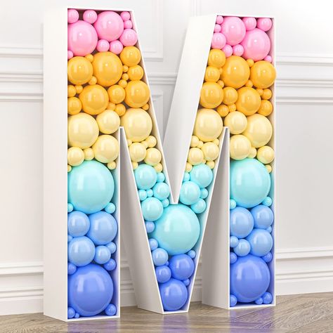 PRICES MAY VARY. Perfect Party Decorations: Create an eye-catching party centerpiece with our high-quality mosaic balloon frame! These gorgeous DIY big letter frames will elevate your party decor and are perfect for photo ops! Customizable: Once you have assembled the frame, you can fill it up with any color and type of balloons and any other elements like lights! Imagination is your limit. Each kit contains just the frame. Balloons not included! High Quality Materials: Our balloon frame letters Giant Marquee Letters, Letter For Birthday, Wedding Diy Decorations, Letter Frame, Mosaic Letters, Lighted Marquee Letters, Balloon Frame, Framed Letters, Marquee Lights