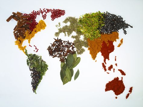 Spices used around the world... Spices Photography, Herb Art, World Geography, Eat The Rainbow, Bay Leaves, Spices And Herbs, Spice Mixes, Food Industry, Food Illustrations