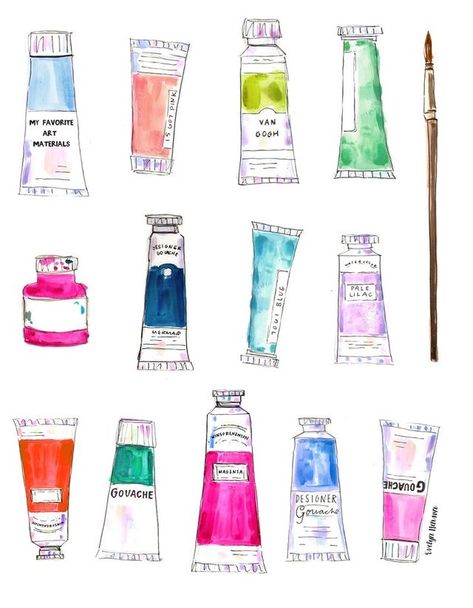 Croquis, Art Tools Illustration, Art Materials Drawing, Journal Materials, Evelyn Henson, Art Tools, Art Plastique, Painting Tutorial, Painting Crafts