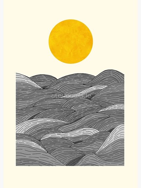 "The Grey Waves" Photographic Print by steveswade | Redbubble Metal Graphic Design, Waves Poster, Graphic Design Typography Poster, Sea Illustration, Japanese Poster Design, Creation Art, Matchbox Art, Poster Design Inspiration, Japanese Graphic Design