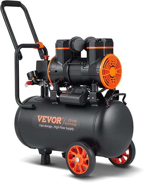 Amazon.com: VEVOR 6.3 Gallon Air Compressor, 2 HP 3.35 CFM@90PSI Oil Free Air Compressor Tank & Max. 116PSI Pressure, 70 dB Ultra Quiet Compressor for Auto Repair, Tire Inflation, Spray Painting, Woodwork Nailing : Tools & Home Improvement Painting Woodwork, Quiet Air Compressor, Silent Air Compressor, Air Compressor Tank, Compressor Tank, Work In Silence, Hard Ware, Portable Air Pump, Inflatable Chair