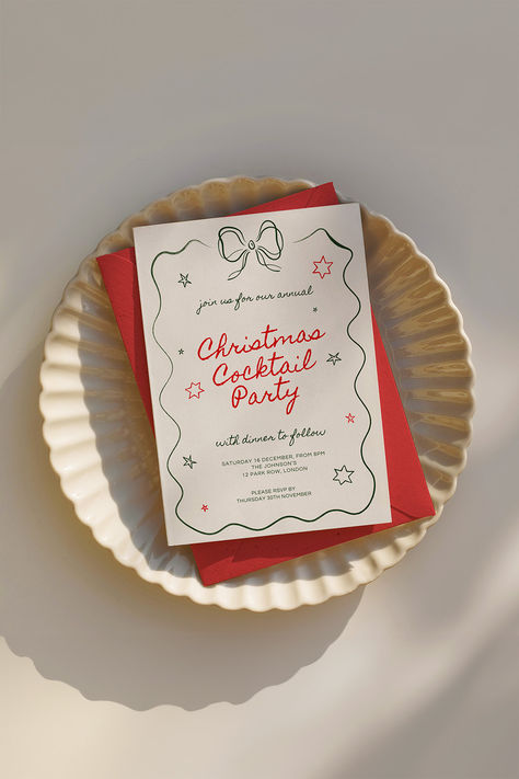 Create a magical holiday celebration with our Vintage Whimsical Christmas Party Invite! This festive Canva template features hand-drawn elements, a charming wavy border, and classic script text for a timeless and elegant touch. Perfect for a retro-inspired Christmas gathering. Download, customise, and spread the joy of the season! #ChristmasInvitation #VintageHoliday #HolidayPartyIdeas #CanvaTemplate #WhimsicalXmas #RetroCelebration #HandDrawnDesign #UKChristmas Whimsical Christmas Party, Christmas Party Invite, Christmas Cocktail Party, Vintage Whimsical, Holiday Templates, Christmas Dinner Party, Christmas Cocktail, 카드 디자인, Christmas Inspo