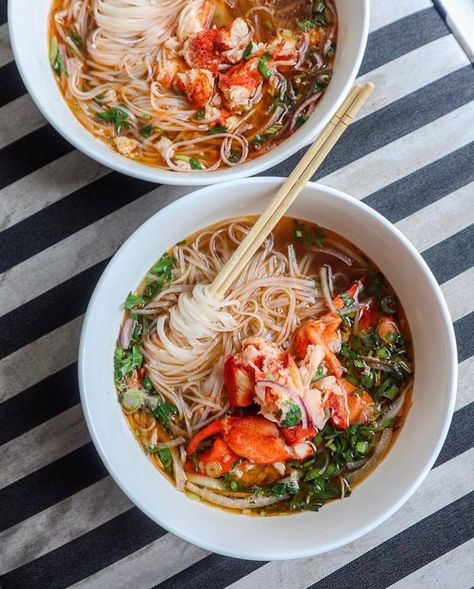 “Lobster Pho 🦞 via @indulgenteats . . . . #surfnoturf #seafood #food #foodporn #foodiegram #instafood  #yummy #instagood #photooftheday…” Seafood Pho, Chicken Dinner For Two, Pho Recipe, Dinner At Home, Banh Mi, Cheat Meal, Dinner For Two, Romantic Dinners, Chicken Dinner