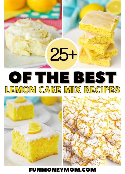 With these bright and tangy Lemon Cake Mix Recipes, you won't need to start from scratch to make a delicious dessert. Just grab a box of lemon cake mix and you're already halfway there! Lemon Box Cake Mix Recipes, Cake Mix Cake Recipes, Lemon Cake Mix Recipes, Best Lemon Cake Recipe, Recipe Using Lemons, Lemon Cake Mix Recipe, Delicious Lemon Cake, Box Lemon Cake, Recipes Using Cake Mix