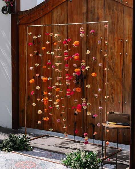 Floating Flower Arch Wedding, Strung Flowers Backdrop, Hanging Flower Alter, Flowers On Fishing Line Backdrop, Flower Garland Arch, Floating Flower Curtain, Hanging Flower Wedding Arch, Hanging Flowers Arch, Flowers On String Backdrop