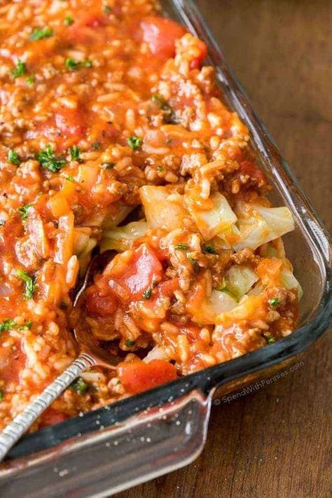 Unstuffed Cabbage Roll Casserole, Unstuffed Cabbage Casserole, Can Tomato Soup, Canned Diced Tomatoes, Lazy Cabbage Rolls, Unstuffed Cabbage Rolls, Cabbage Roll Casserole, Unstuffed Cabbage, Cabbage Roll