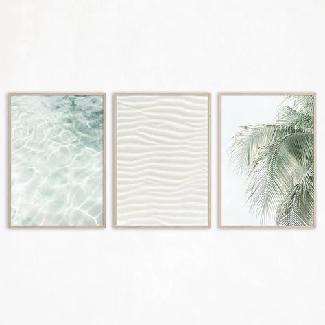 Neutral Beach Print Set of 3 Ocean Prints Beach Home Decor Sage Green Wall Art Coastal Wall Decor Ocean Printable Palm Tree Wall Art - Etsy Set Of 3 Wall Art Coastal, Modern Coastal Living Room Artwork, Palm Tree Wall Art Home Decor, Beach Condo Must Haves, Above Bed Wall Decor Minimalist, Neutral Beach Wall Art, Coastal Bathroom Wall Decor, Coastal Prints Home Decor, Subtle Beach Decor