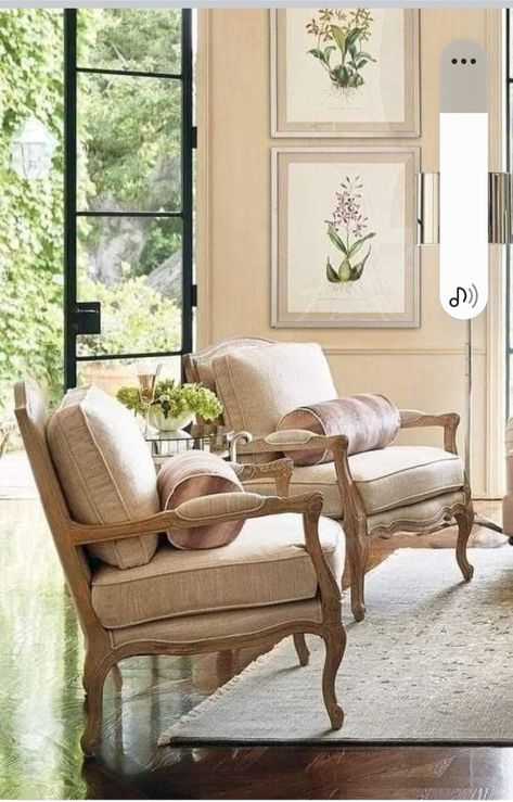 Bergere Chair Living Room, Curved Armchair, Bergere Chairs, Louis Chairs, French Living Rooms, French Country Living, French Country Living Room, Casa Vintage, French Chairs