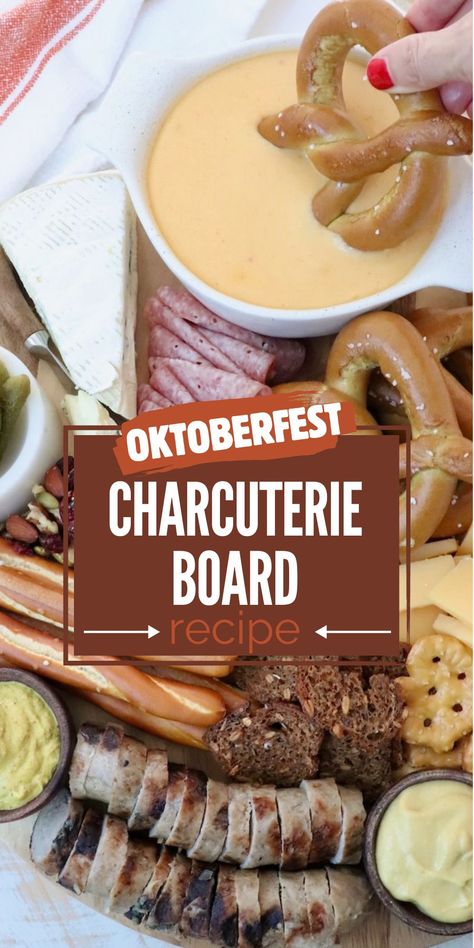 Celebrate the world's largest beer festival, no matter where you are in the world, with this delicious Oktoberfest Board! This German-style spin on a charcuterie board is easy to make and filled with authentic German foods! Pair it with your favorite German beers and you'll immediately be transported to Munich for fun times with tasty snacks. German Themed Charcuterie Board, Oktoberfest Party Food Appetizers, October Fest Appetizers, Oktoberfest Charcuterie, German Party Food, Oktoberfest Desserts, Oktoberfest Appetizers, Oktoberfest Party Food, Football Brunch