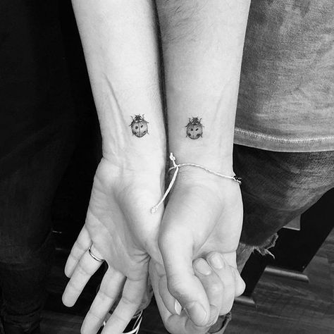 Ladybird matching tattoo by @tattoobychang Tattoos Ladybug, Ladybug Tattoo Ideas, Ladybird Tattoo, Ladybug Tattoo, Small Heart Tattoos, Lady Bug Tattoo, Elephant Tattoo Design, Sister Tattoo, Bug Tattoo