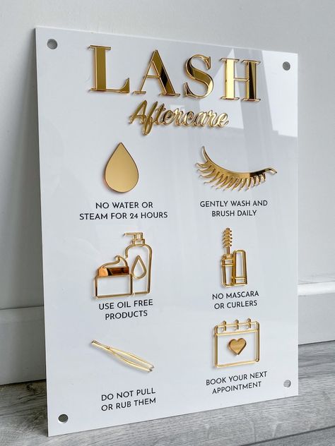 Lash Aftercare Advice Sign Acrylic Sign Salon Sign Aesthetics Aftercare Sign Eyelash Care - Etsy UK Lash Room Decor Ideas, Spa Sign, Beauty Sign, Lash Aftercare, Lash Room Ideas, Eyelash Care, Dark Text, Tech Room, Lash Room Decor