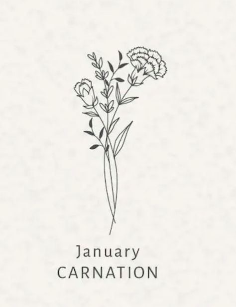 January Flowers Tattoo, Birth Flower Tattoos Carnation, Carnation Birth Flower Tattoo, Carnation Flower Tattoo Wrist, Carnation Hand Tattoo, Carnation And Sweet Pea Tattoo, Dainty Carnation Flower Tattoo, January Month Flower, Carnation And Violet Flower Tattoo