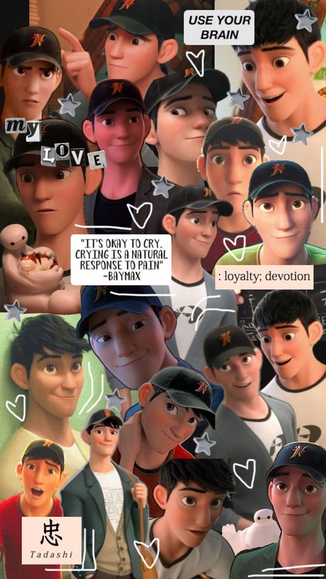 The love of my love tadashi hamada Big Hero 6 Tadashi, Tadashi Hamada, Hiro Hamada, Me Against The World, Cute Disney Pictures, Disney Collage, Disney Men, Disney Favorites, Quotes Disney