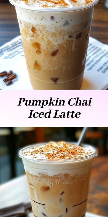 Iced Pumpkin Cream Chai Tea Latte - Starbucks Copycat for a delightful autumn-inspired beverage. Iced Chai Latte Starbucks, Starbucks Chai Tea Latte Recipe, Chai Latte Starbucks, Chai Tea Latte Starbucks, Pumpkin Chai Tea, Chai Tea Latte Recipe, Iced Chai Tea Latte, Iced Chai Latte, Chai Tea Recipe