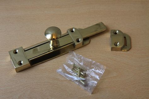 POLISHED BRASS HEAVY DUTY SLIDING DOOR BOLT 150mm - - Amazon.com Interior French Door, Door Bolt, French Doors Interior, Brass Door, French Door, Door Latch, Sliding Door, Polished Brass, French Doors