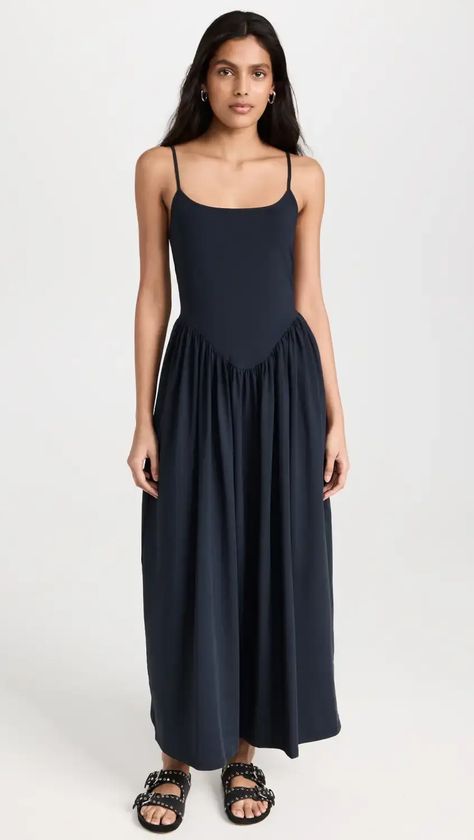 Drop Waist Dress Outfit, Ciao Lucia, Drop Waist Skirt, Strapless Midi Dress, Cotton Midi Dress, Dropwaist Dress, Gathered Skirt, Maxi Dress Blue, Tee Dress