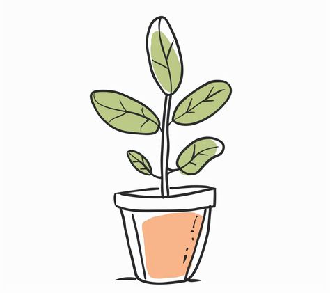 #SimpleDoodle #SmallPlant #VectorIllustration #Children’sBookStyle #Cute #FlatColor #TheCandie Simple Doodles Black And White, Simple Doodles Plants, Plant Doodle, Inspirational Digital Art, Rosé Phone, Plant Vector, Mini Printer, Plant Drawing, Black Lines