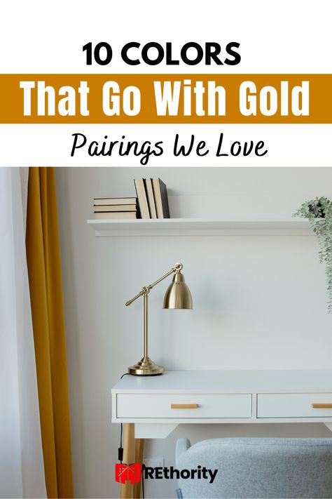 Gold is one of the most popular colors used in interior design today. Whether you're looking for a top-notch timeless decor, or just trying to spruce up your home, gold is the perfect color for any room. But have you ever wondered which colors work the best with the glimmering hue of gold? Look no further - we've rounded up 10 colors that go with gold, and gathered some of our favorite pairings to give your home the extra oomph it deserves. Colors That Go With Gold Bedroom, Gold Curtains Bedroom Color Combinations, Gold Curtains Living Room Colour Schemes, Paint Colors That Go With Gold Accents, Gold Paint Colors For Walls Bedroom, Decorating With Gold Accents, What Colors Go With Gold, Gold Combination Colour Palettes, Gold And Cream Bedroom