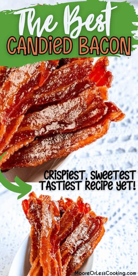 The Best Candied Bacon~ crispiest, sweetest, and delicious bacon recipe ever! It’s not just for breakfast, add it to sandwiches, salads, appetizers, and desserts! Best Candied Bacon, Candied Bacon Recipe, Bacon Recipe, Candied Bacon, Incredible Recipes, Entree Recipes, Bacon Recipes, Best Dessert Recipes, Breakfast Recipes Easy