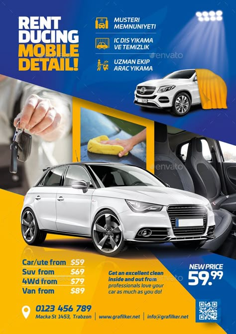 Car Wash Banner Design, Car Wash Flyer Design, Car Wash Posters Ideas, Car Flyer Design, Car Wash Design, Flyer Car, Car Wash Prices, Car Wash Posters, Unique Brochure Design