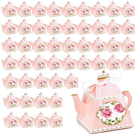 PRICES MAY VARY. Value Pack: You will receive 50 packs of teapot candy boxes with the mini assembled size of 3.9 x 3.9 x 4 inch (L x W x H), which is a large quantity to meet your needs for decorating your various parties. High Quality: Our vintage floral teapot boxes are made of premium paper board, which is durable, strong and reliable, not easy to break, fade or deform. This material also makes these boxes safe, sustainable and reusable to use. Exquisite Design: Our mini teapot favor boxes wi