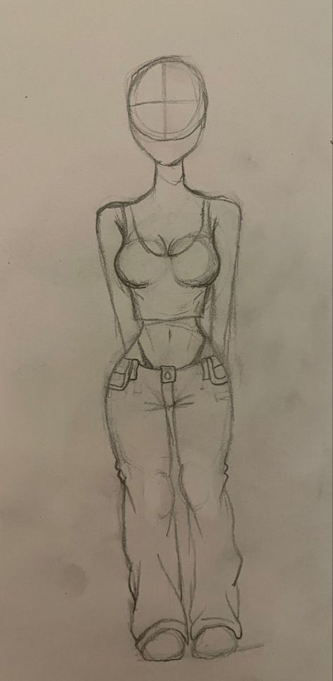 Person Body Sketch, Sketches Easy Bodies, Rough Body Sketches, Drawing A Person Easy, Easy Body Drawings Simple, Easy Body To Draw, Sceches Drawing Girl, Easy Drawings Person, Headless Body Drawing