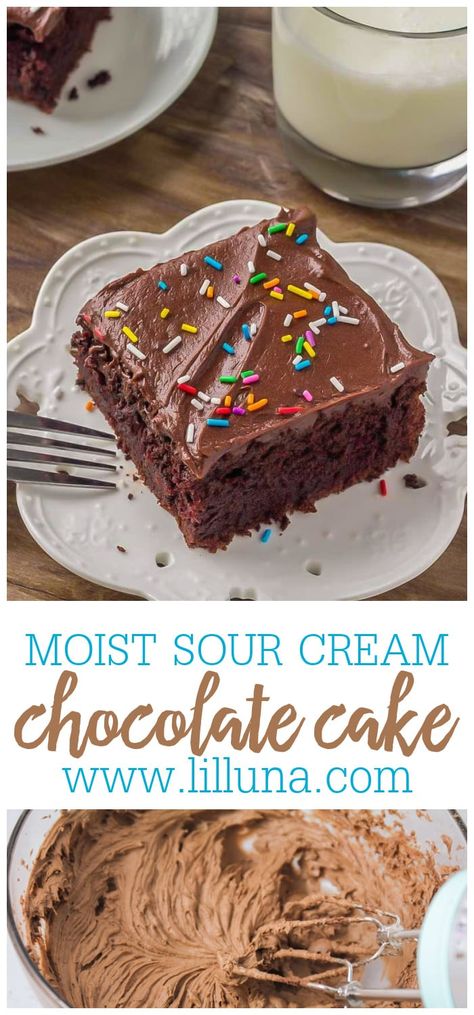 Cream Chocolate Cake, Sour Cream Chocolate Cake, Coconut Dessert, Chocolate Frosting Recipes, Chocolate Sheet Cake, Sour Cream Recipes, Sour Cream Cake, Easy Chocolate Cake, Oreo Dessert