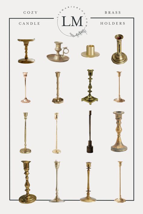 Brass Candlesticks Decor Living Rooms, Diy Brass Candlestick Holders, Brass Candlesticks Decor, Cozy White Cottage, Liz Marie, Dear Lillie, Candle Stick Decor, Liz Marie Blog, Happy Friday Friends