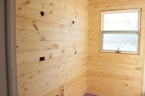 IMG_2458 Carsiding Walls, Pole Building House, Wood Plank Walls, Pole Buildings, Hallway Wall, Home Gym Design, Plank Walls, New Bathroom, Interior Wall Design