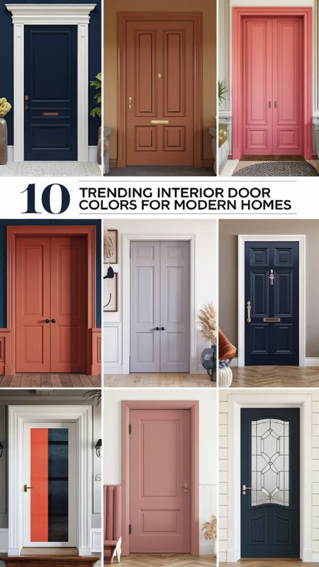 10 Trending Interior Door Colors for Modern Homes Bathroom Door Color Ideas, Kitchen Door Colors, Coloured Interior Doors, Interior Entry Door Color, Painted Interior Doors Colour Schemes, Door And Trim Colors Interior, Inside Door Color, Interior Front Door Color Entryway, Inside Door Colors