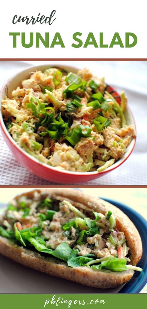 Curried Tuna Salad - Peanut Butter Fingers Curry Tuna Salad Recipe, Curry Tuna Salad, Tuna Curry, Curry Tuna, Tasty Healthy Food, Cold Plate, Peanut Butter Fingers, Butter Fingers, Sack Lunch