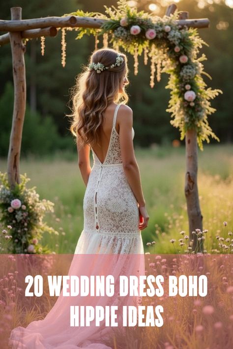 Did you know that the wedding dress boho hippie style is taking the bridal world by storm? Unleash your inner free spirit with flowy fabrics, vintage lace, and dreamy silhouettes perfect for your boho-themed ceremony. Discover stunning gowns that blend effortless chic with a touch of romance. Explore our top picks and let the magic of bohemian vibes inspire your big day! Casual Lace Wedding Dress Boho Chic, Casual Rustic Wedding Dress, Summer Boho Wedding Dress, Wedding Dresses Beach Wedding Dress, Boho Wedding Dress Lace Romantic, Saree Styles Modern For Wedding, Woodland Fairy Wedding Dress, Wedding Dress Not White, Hippy Wedding Dress