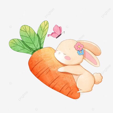 Carrot Watercolor, Bunny Holding Carrot, Carrot Drawing, Flower Petal Art, Rabbit Png, Bunny Carrot, Easter Poster, Rabbit Drawing, Rabbit Eating