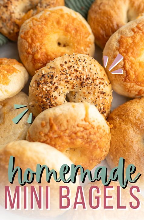 Mini Bagels  - Cooking With Karli Asiago Bagel Recipe, Mini Bagels Recipe, Donut Pan Recipe, Bagels Homemade, Homemade Bagel Recipe, Bagels Easy, Bagels Breakfast, Bagel Recipes, Bagel Recipe Easy