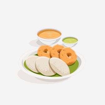 Free Vector | Indian food set Indian Food Drawing, Chennai Illustration, Notion Food, Trip Doodle, Indian Food Illustration, Momo Food, Poster Texture, Idli Sambar, Temple Poster