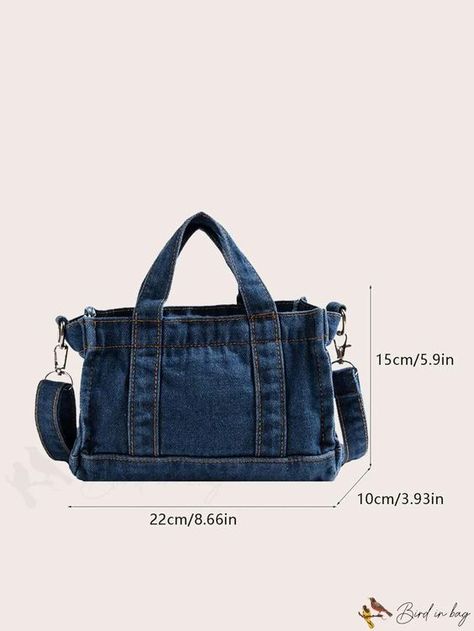 BirdinBag – Compact Denim Square Bag – Sleek and Portable #jeanbagpatternstosew #jeanbagspatternideasfree #diyjeansbagpattern Diy Jean Bag, Jean Diy, Mochila Jeans, Denim Handbags, Denim Shoulder Bags, Denim Tote Bags, Fashion Tote Bag, Denim Chic, Couture Mode