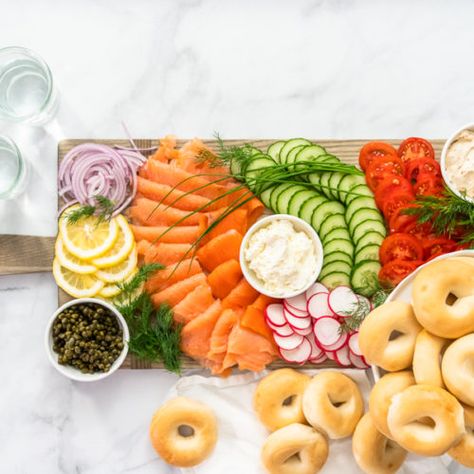 Bagel Tray, Bagel Boards, Bagel Board, Bagel Brunch, Brunch Board, Lemon Pickle, Red Onion Relish, Onion Relish, Cream Cheese Spreads