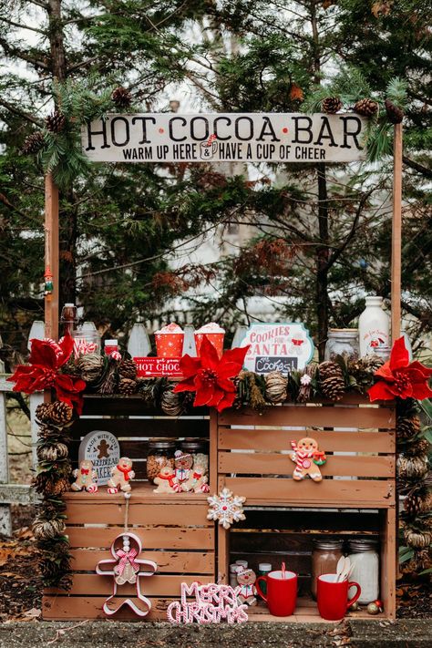 Cocoa Minis 2023 - Crystal Sjoen Photog Hot Chocolate Vendor Booth, Cocoa Christmas Bar, Christmas Stand Decor, Hot Cocoa Stand Ideas, Hot Cocoa Stand Diy, Hot Cocoa Bar Photoshoot, Winter Wonderland Hot Cocoa Bar, Hot Chocolate Stand Photography, Hot Cocoa Stand Photography