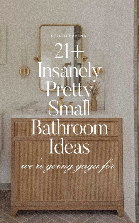 On the hunt for pretty small bathroom ideas? Whether your bathroom style is more simple & minimalist or you love the cottage core feel of a vintage small bathroom design, these small bathroom interior ideas are sure to inspire you! (Save to your small bathroom inspiration board for later!) Small Bathroom Ideas Without Toilet, Small Bathroom For Guests, Small Bathroom No Shower Ideas, Small Bathroom Vanity Styling, Small Bathroom Ideas No Shower Or Tub, Guest Bathroom Ideas Transitional, Luxurious Small Bathroom Ideas, Reno Small Bathroom, Small Bathroom Remodel Inspiration