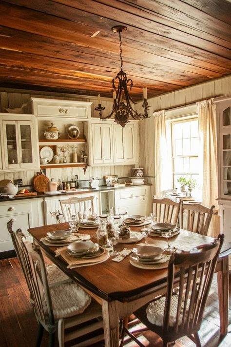 15 Old Farmhouse Kitchen Ideas with Timeless Appeal! - My Decor Inspo Old Farm Style House Interior, Modern Country Kitchen Decor, Old Vintage House Interior, Vintage Farm Kitchen, 1800s Farmhouse Kitchen, Old Farmhouse Kitchen Rustic, Colonial Home Kitchen, Old Farmhouse Dining Room, Old School Farmhouse