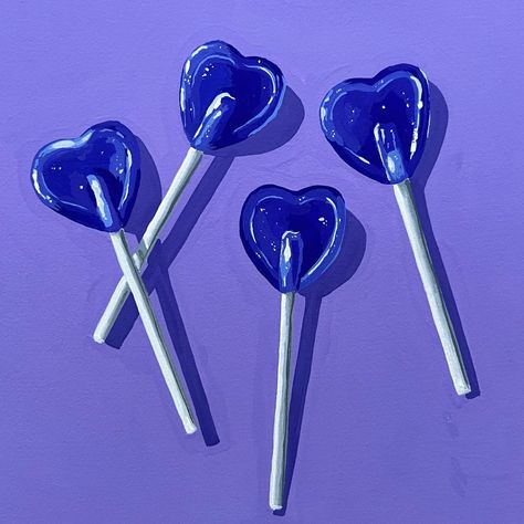 Lollipop Photography, Lollipop Drawing, Blue Lollipop, Pop Art Drawing, Food Sketch, Art Paintings For Sale, Blue Food, Arches Paper, Realistic Drawings