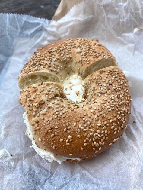 Cream Cheese Bagel Aesthetic, Bagel With Cream Cheese Aesthetic, Bagels Cream Cheese, Bagel With Cream Cheese, Bagel And Cream Cheese, Cream Cheese Bagel, Bagels Aesthetic, Nissin Cup Noodles, Sesame Bagel