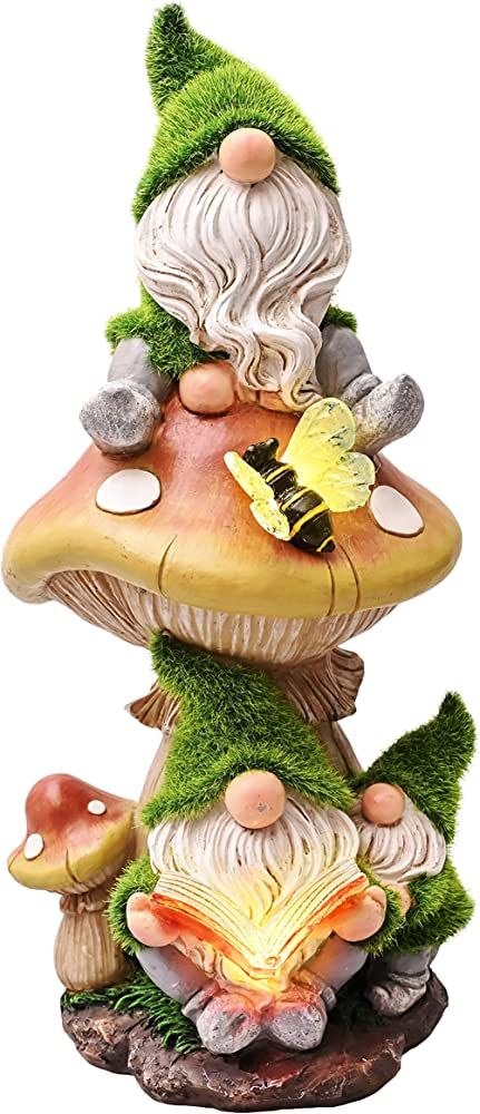 TERESA'S COLLECTIONS Flocked Garden Gnomes Statue with Solar Lights, Large Funny Lawn Gnome on Mushroom Garden Sculpture Figurines Resin Yard Ornaments for Outdoor Patio Garden Decor, 12.6 inch : Amazon.ca: Patio, Lawn & Garden Gnome On Mushroom, Dog Garden Statues, Funny Garden Gnomes, Lawn Gnome, Mushroom Garden, Garden Gnomes Statue, Funny Gnomes, Garden Figurines, Yard Ornaments