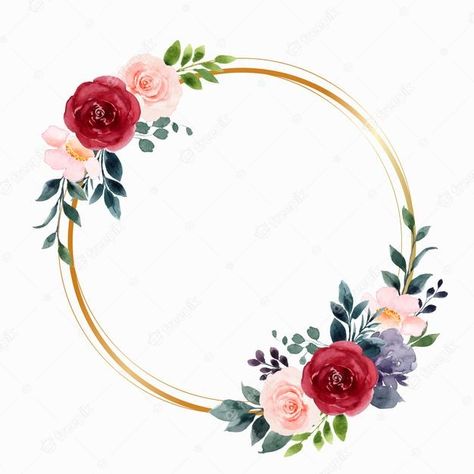 Circle Flower Frame, Red Floral Background, Pink Flowers Background, Greeting Card Image, Floral Circle, Floral Cards Design, Flower Graphic Design, Floral Wreath Watercolor, Circle Frame