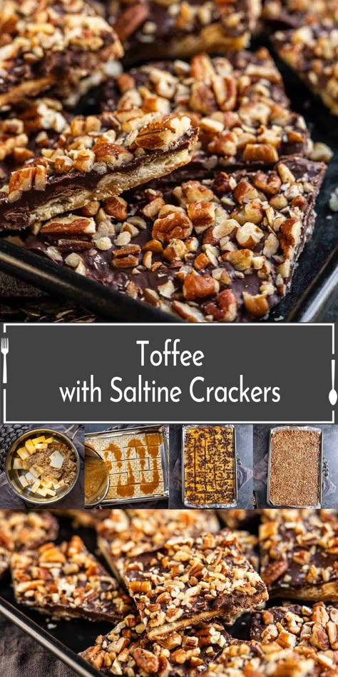 Bourbon Pecan Saltine Cracker Toffee, Holiday Crackers Saltine Toffee, Soda Cracker Dessert, Mini Saltine Cracker Recipes, Soda Cracker Toffee, Christmas Crackers Recipe Saltine Toffee, Mini Christmas Cupcakes, Christmas Cracker Toffee, Cracker Toffee Recipe