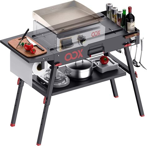 he OOX Portable Grill Table is the perfect solution for outdoor cooking and camping. It's easy to set up and fold down in just 2 minutes, and can be used as a grill table, prep table for outdoor cooking and food preparation. Grill Stand, Grill Cart, Grill Table, Camping Bbq, Portable Grill, Propane Gas Grill, Blackstone Griddle, Pizza Oven Outdoor, Clean Cooking