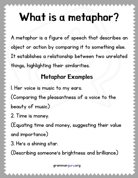 Definitions and Examples Metaphors Examples, English Metaphors, What Is A Metaphor, Active And Passive Voice, Passive Voice, Expository Essay, Music Board, Teach English, Sentence Structure